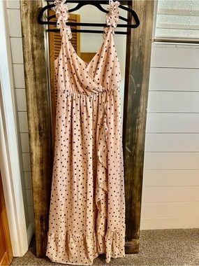Madewell Cream Polka Dot Maxi Dress Ruffle Strap Wrap Front Size 2 Garden Party